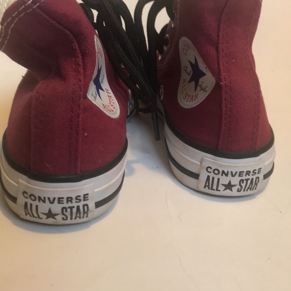 Converse Chuck Taylor all star high top lace up shoes Burgundy good condition - Picture 5 of 7